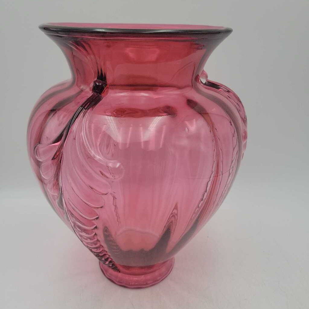 Fenton Cranberry Glass vase (DS) 3485