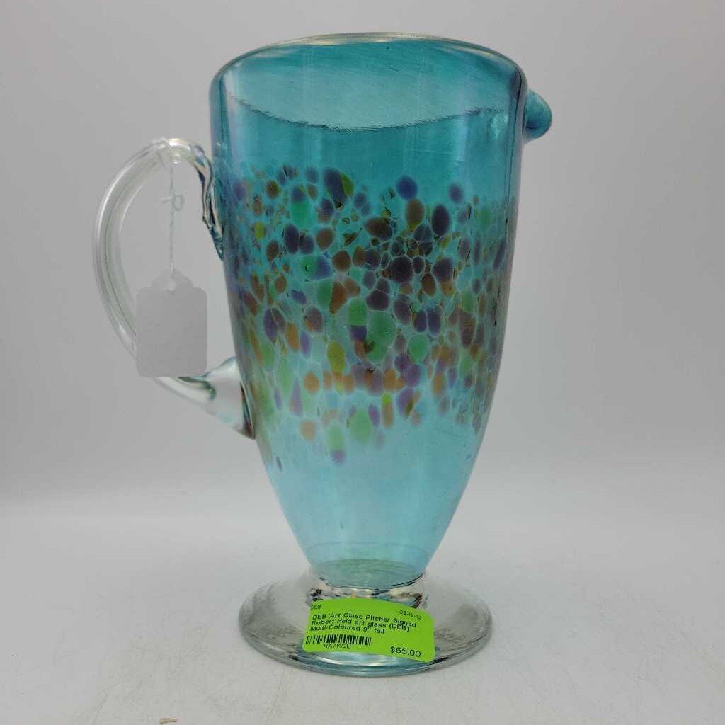 Art Glass Pitcher Signed Robert Held art glass (DEB)