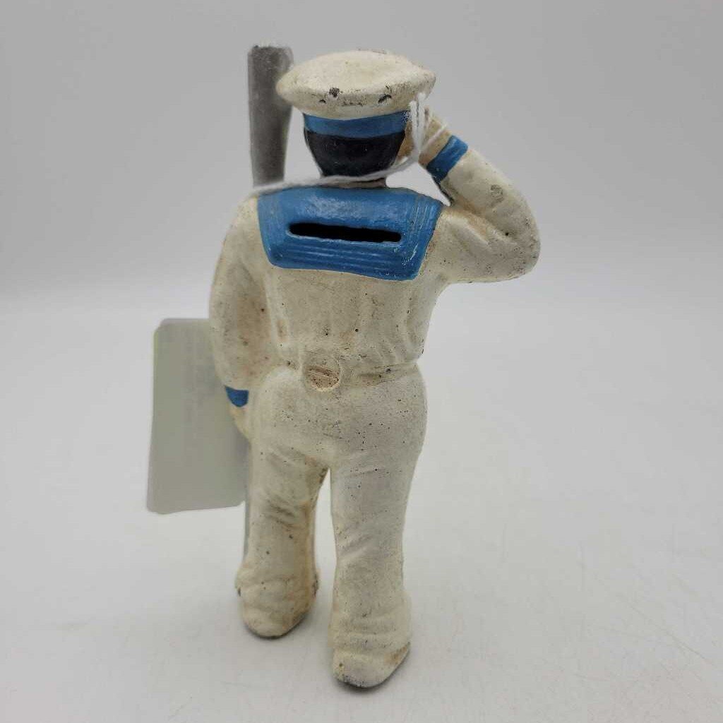 Hubley Cast Iron 1900's Sailor with oar coin Bank (RHA)