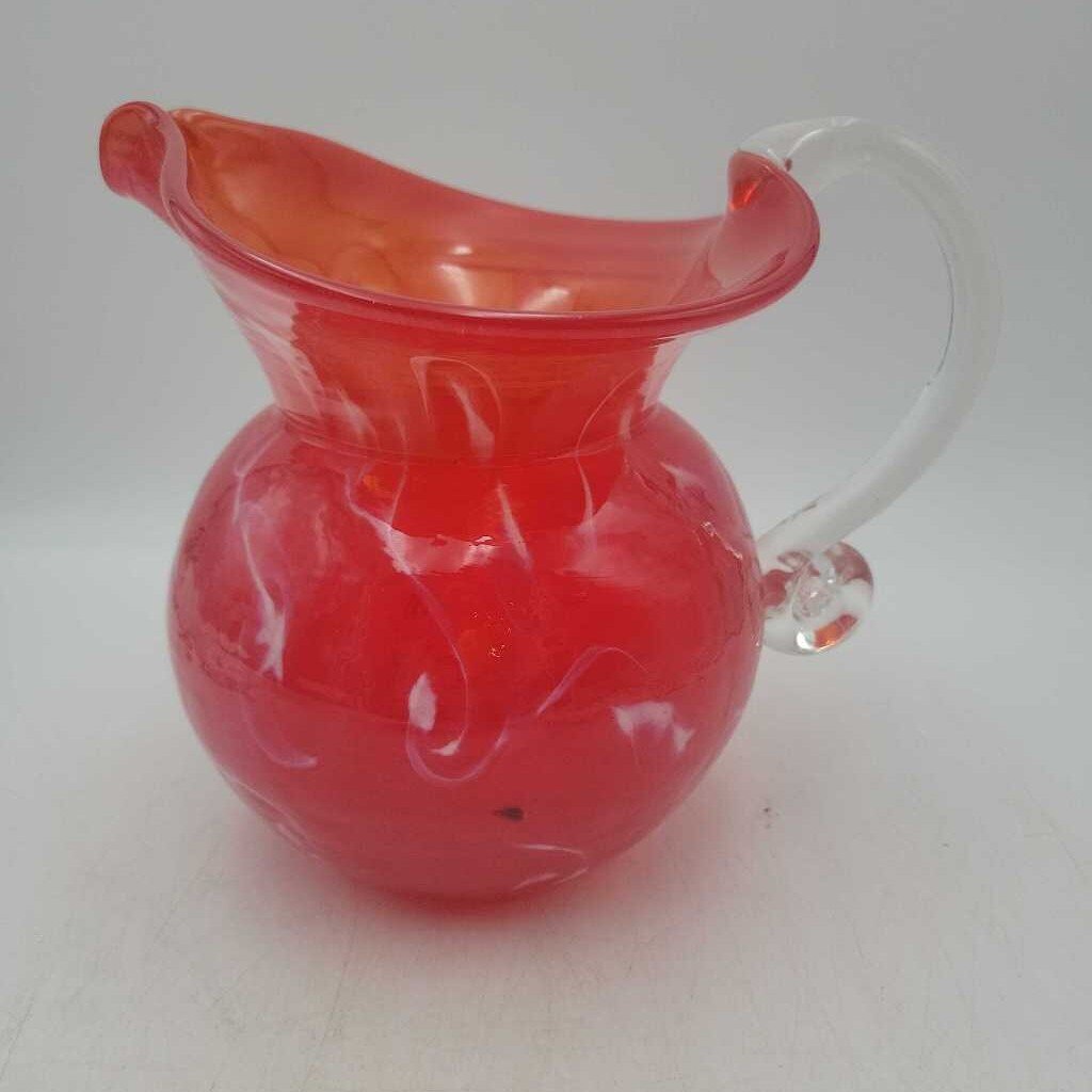 hand-blown ruby red art glass pitcher (BG)