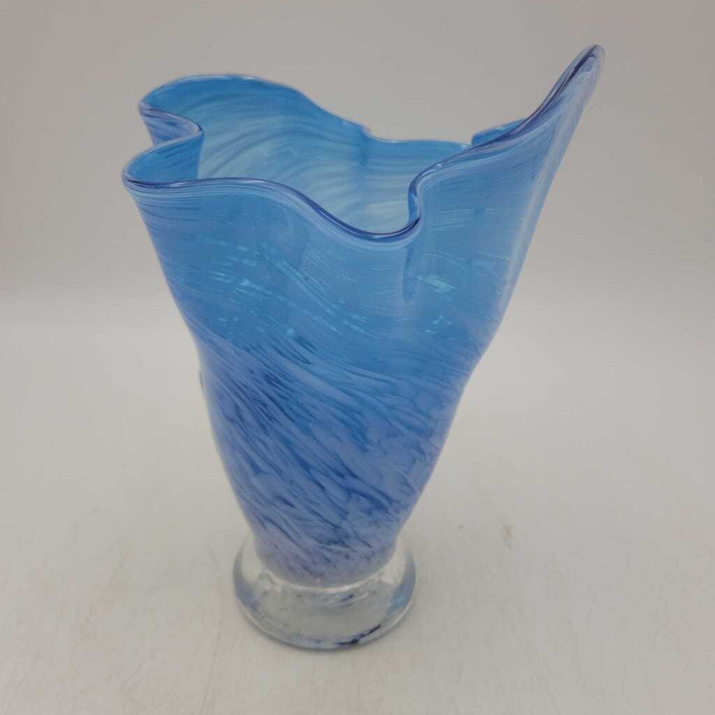 Blue handmade Art glass vase (COL #2478)