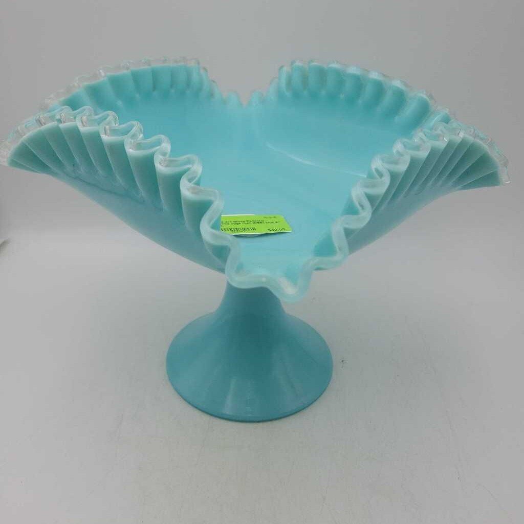 Art Glass Pedestal ruffled edge Dish (DEB)