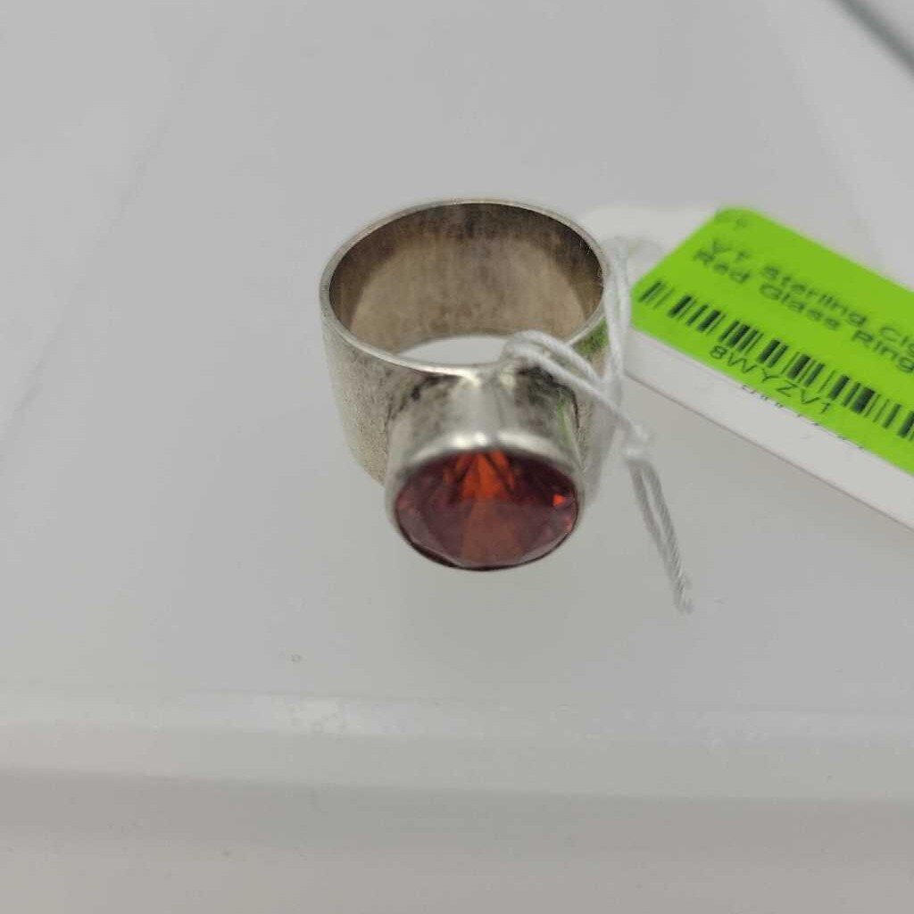 Sterling Cigar Band with Red Glass Ring - 13484 (VT)