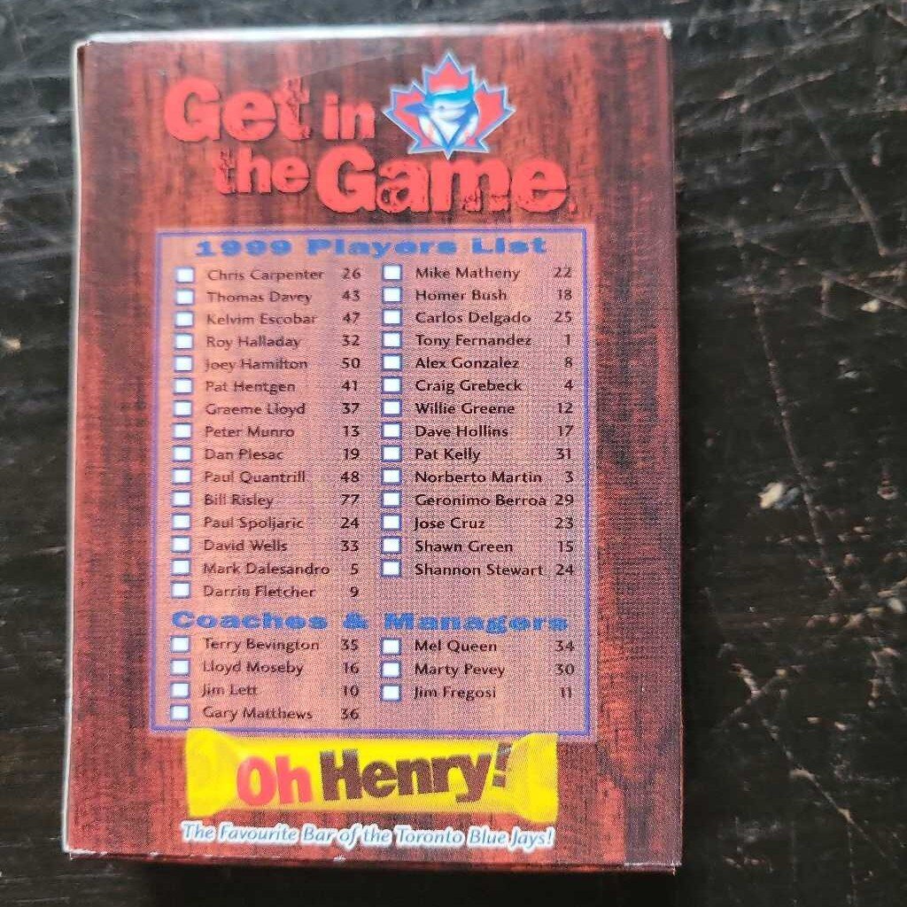 Blue Jays Oh Henry1999 Get in the Game Baseball card set (JAS)