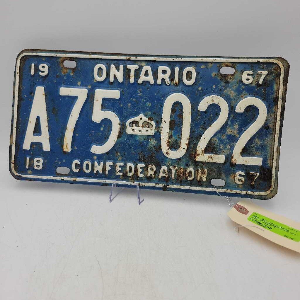 1967 Ontario license Plate confederation (JAS)