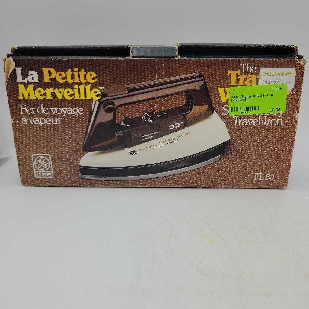 Vintage travel iron in box (JAS)