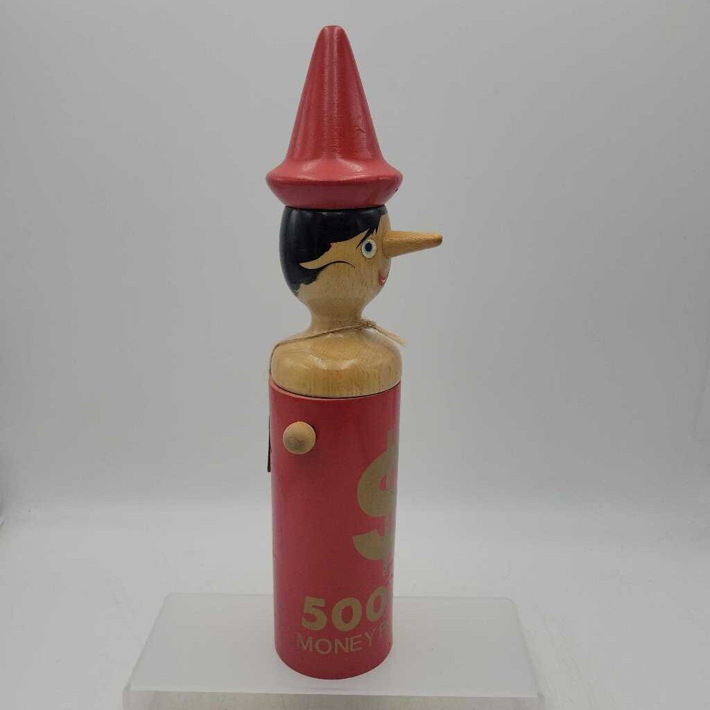 Vintage Italian Wooden Pinocchio Coin Bank (SAL)