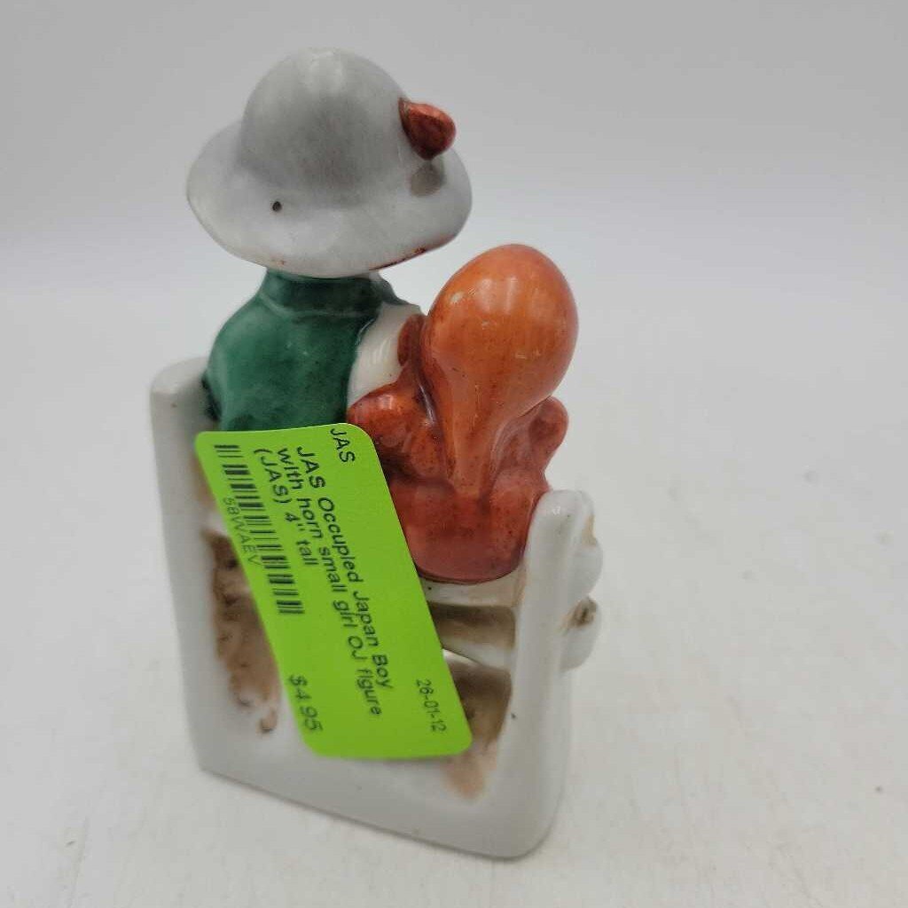 Occupied Japan Boy with horn small girl OJ figure (JAS)