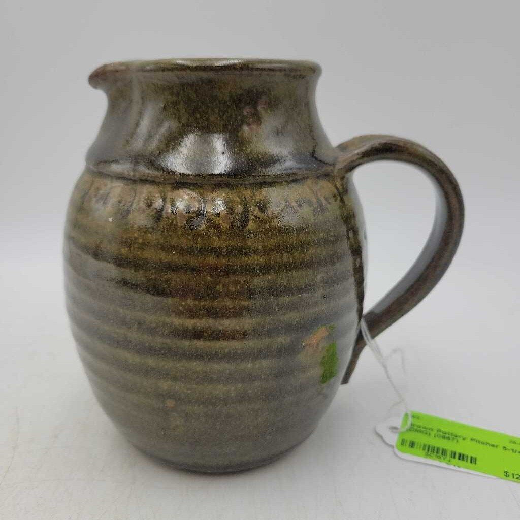Brown Pottery Pitcher 5-1/4"H (DMG) (0867)