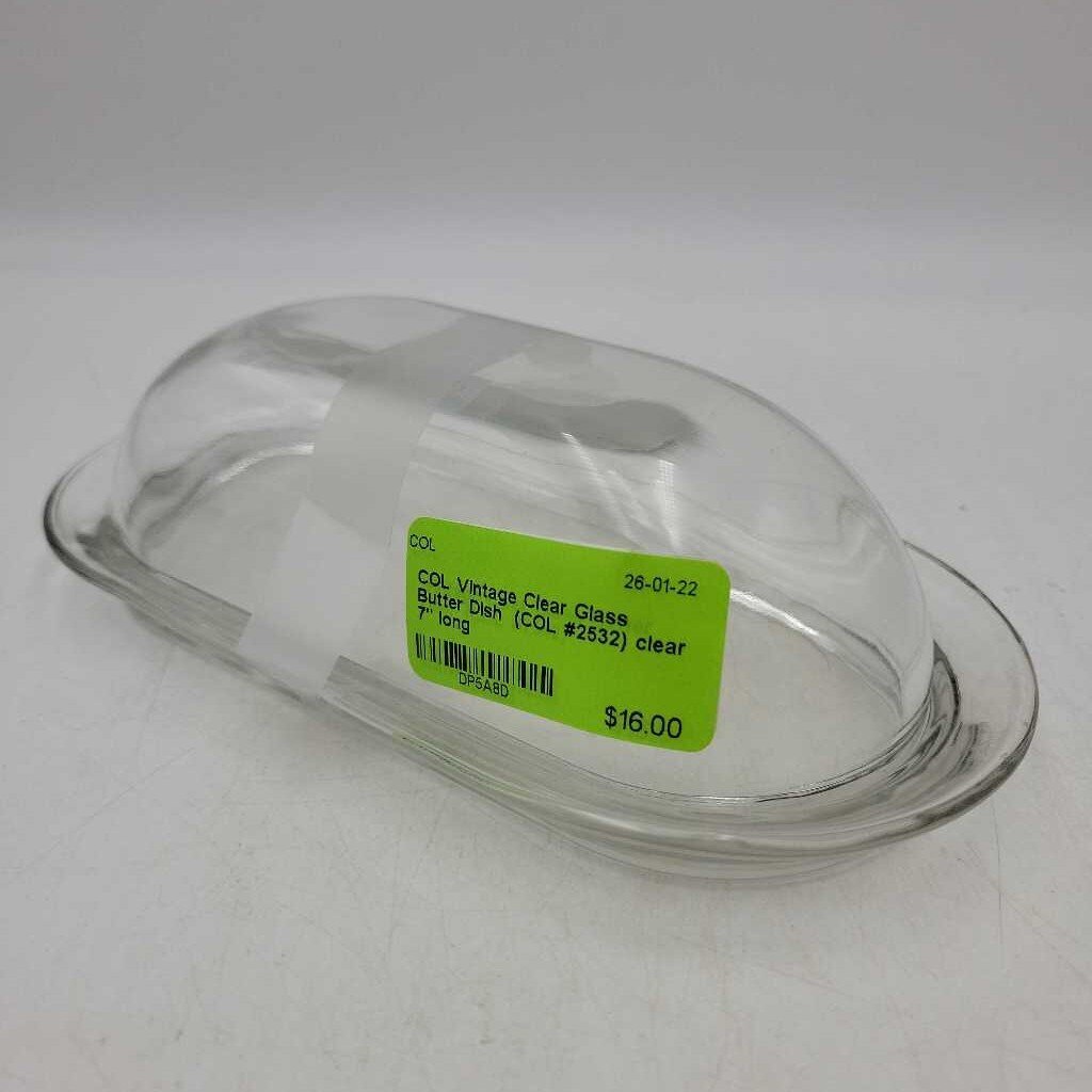 Vintage Clear Glass Butter Dish (COL #2532)
