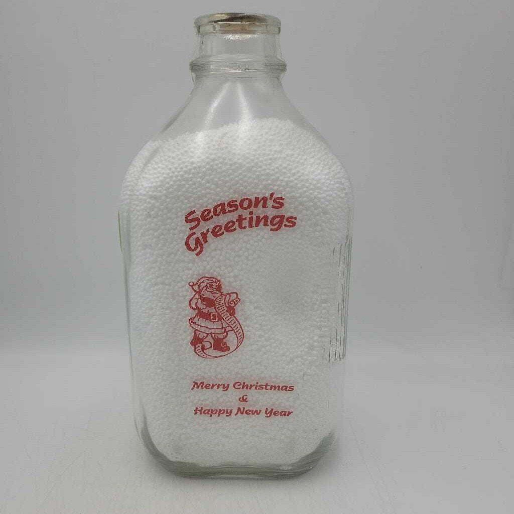 Seasons Greeting 2 Qt Milk Bottle Caswell's? (DR)