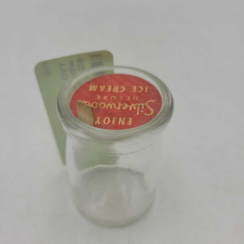 Small Glass Creamer with Sivlerwood's lid (YVO) 602