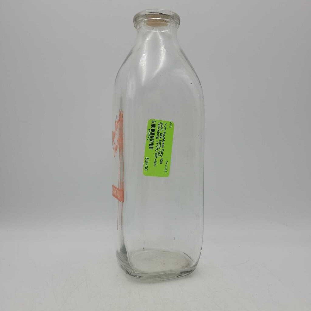 MacNicolls Dairy Milk quart Milk bottle ACL Tillsonburg (YVO) 602