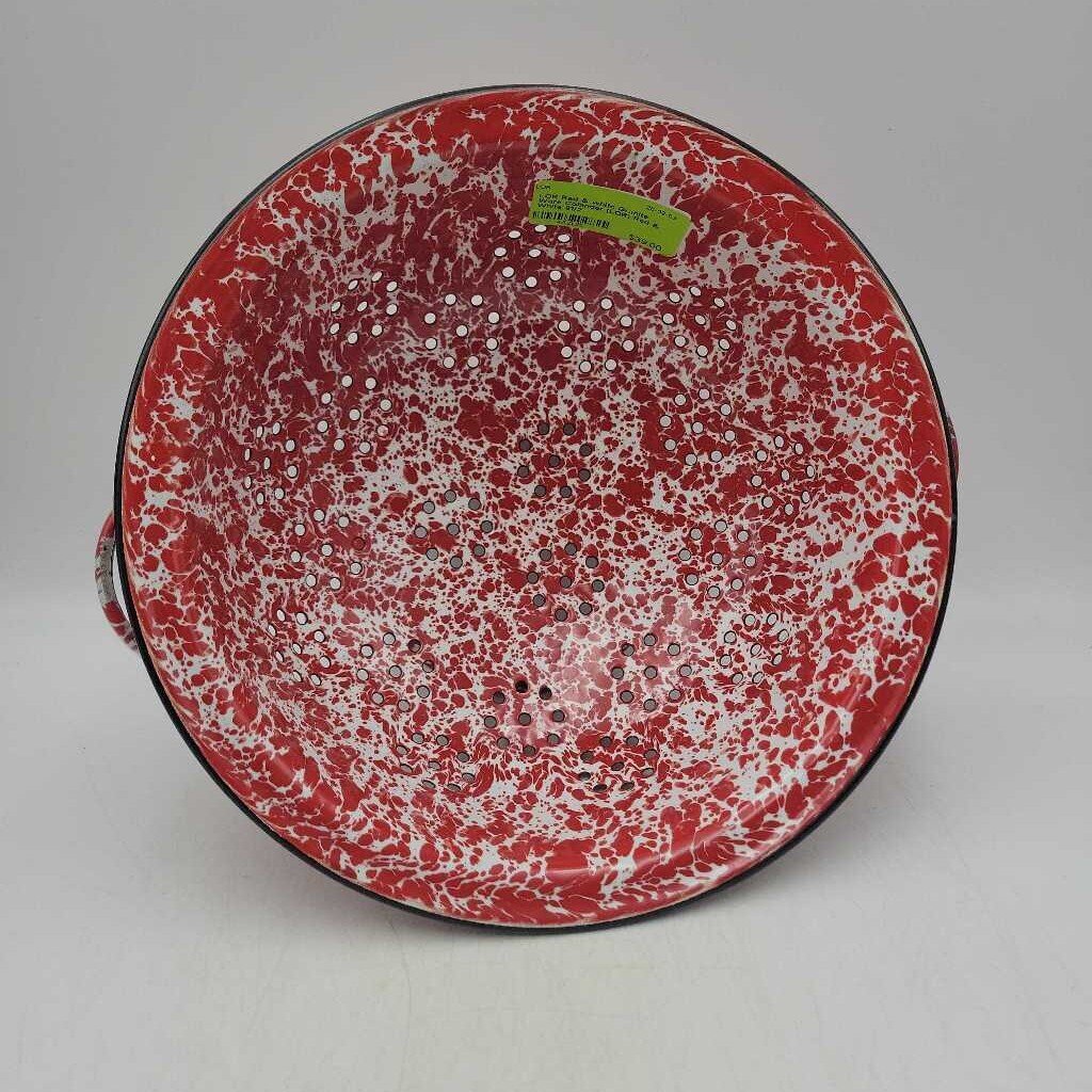 Red & white Granite Ware Colander (LOR)