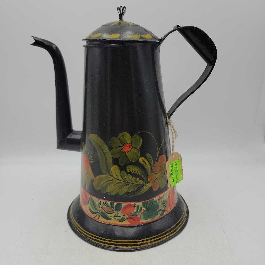Tole Painted Coffee Pot 19th C (OH)
