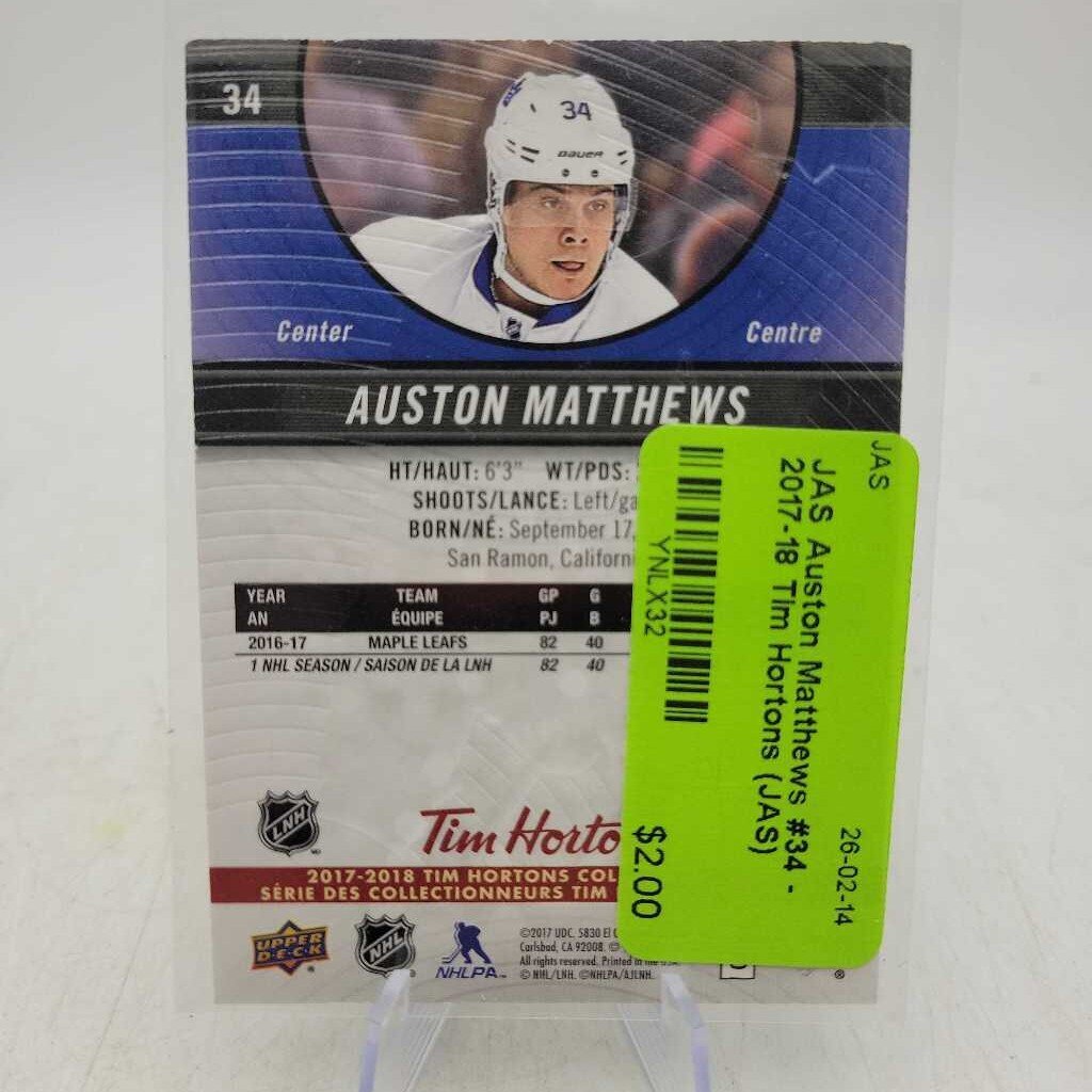 Auston Matthews #34 - 2017-18 Tim Hortons (JAS)