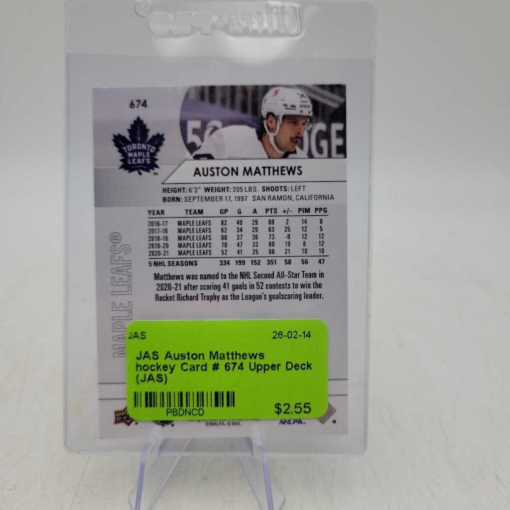Auston Matthews hockey Card # 674 Upper Deck (JAS)