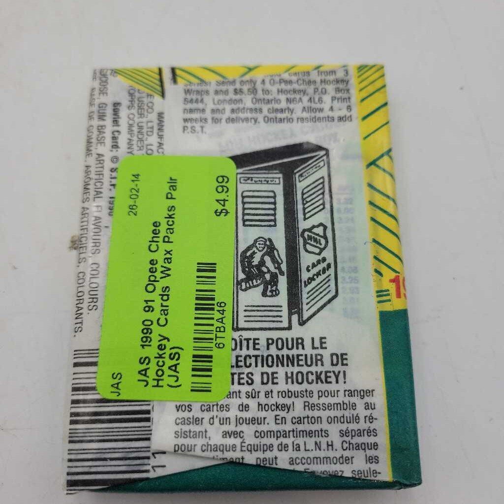 1990 91 Opee Chee Hockey Cards Wax Packs Pair (JAS)