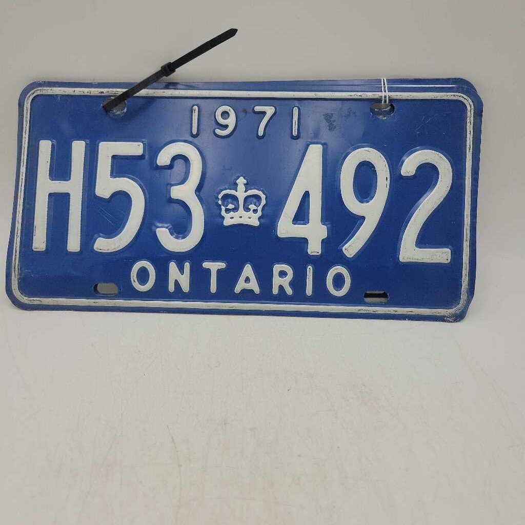 1971 Ontario license Plates pair set H53 492(JEF)