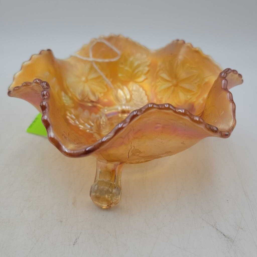3 Footed Carnival glass bowl (DEB)