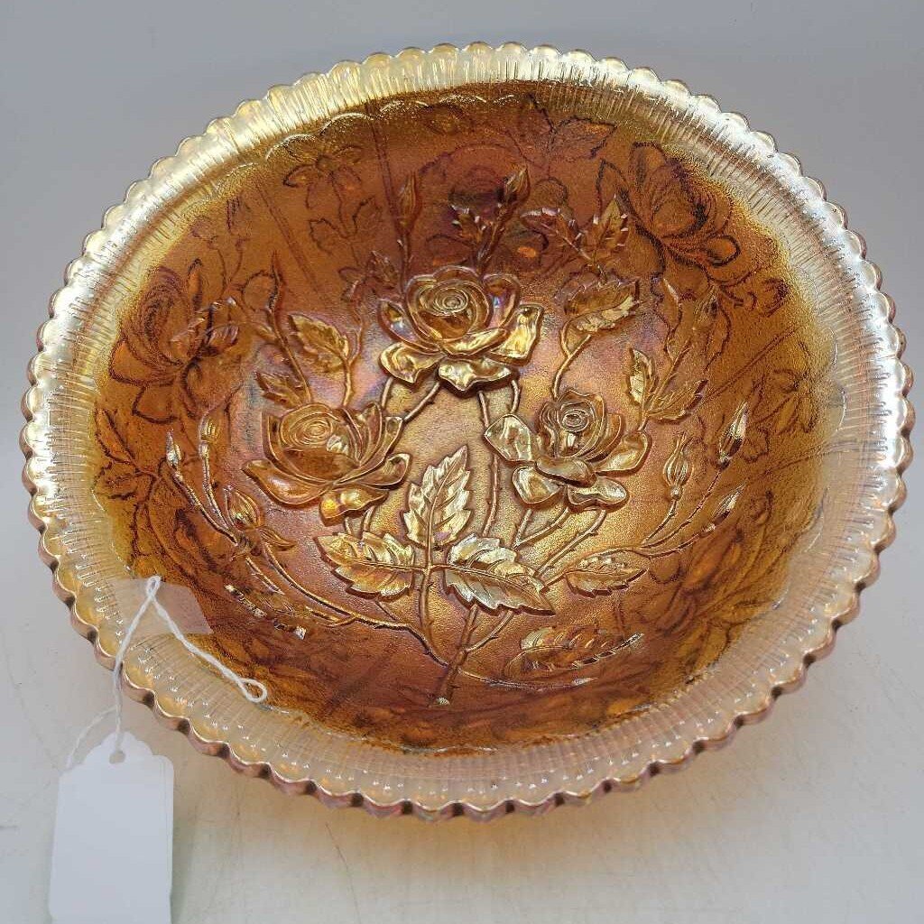 Carnival glass bowl Rose Pattern (DEB)