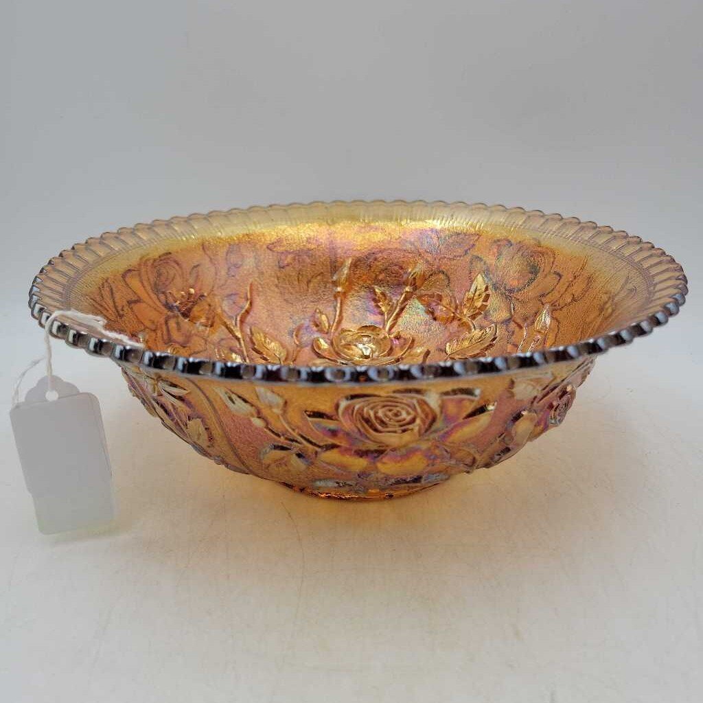 Carnival glass bowl Rose Pattern (DEB)