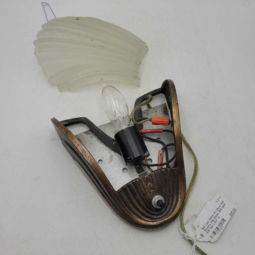 Cast Metal Art Deco Wall Sconce Slip shade (BS)