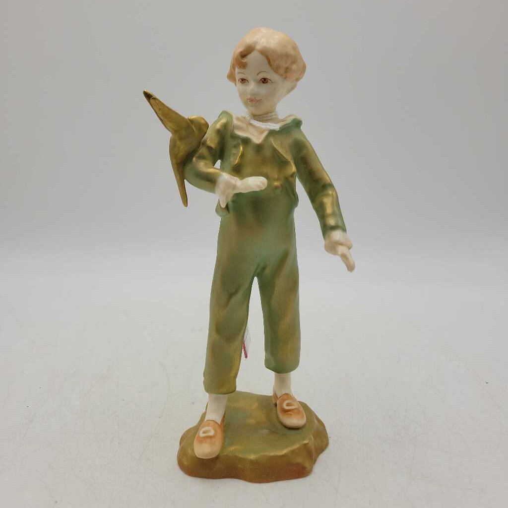 Royal Worcester Boy with bird Parakeet (KEN)