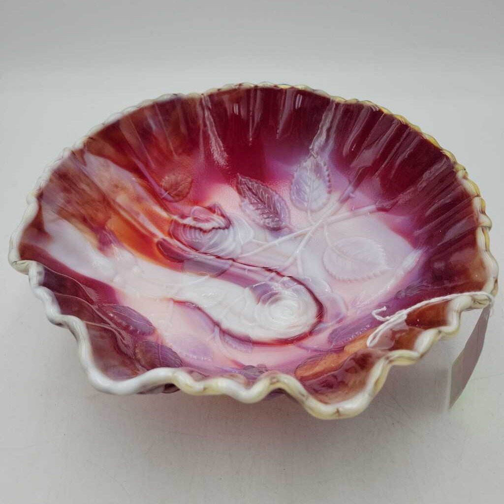 Art Glass Rose Bowl Patterned (DEB)