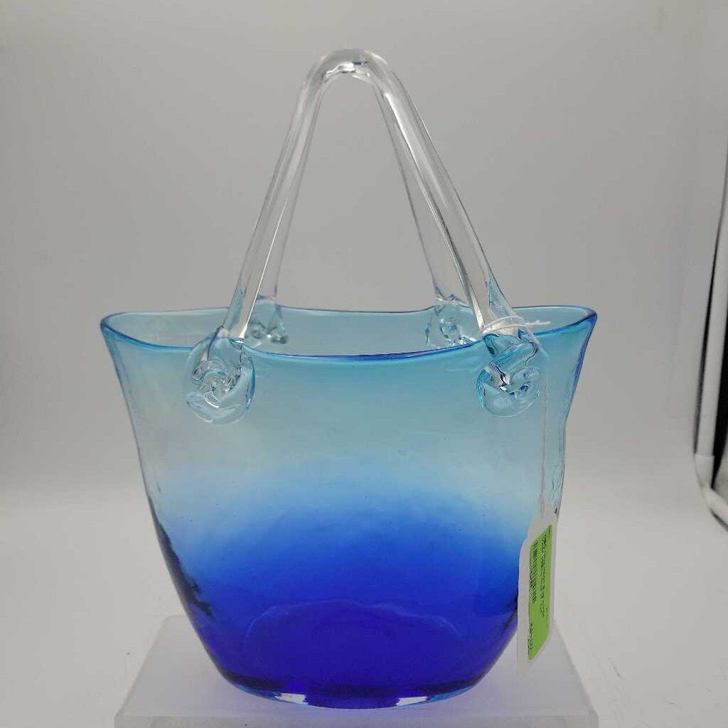 Blue Hand Bag purse Vase (GEC)