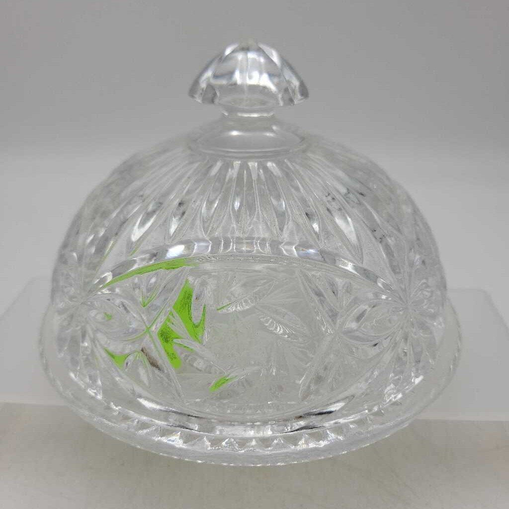 Vintage Clear Glass Butter Dish (JAS)