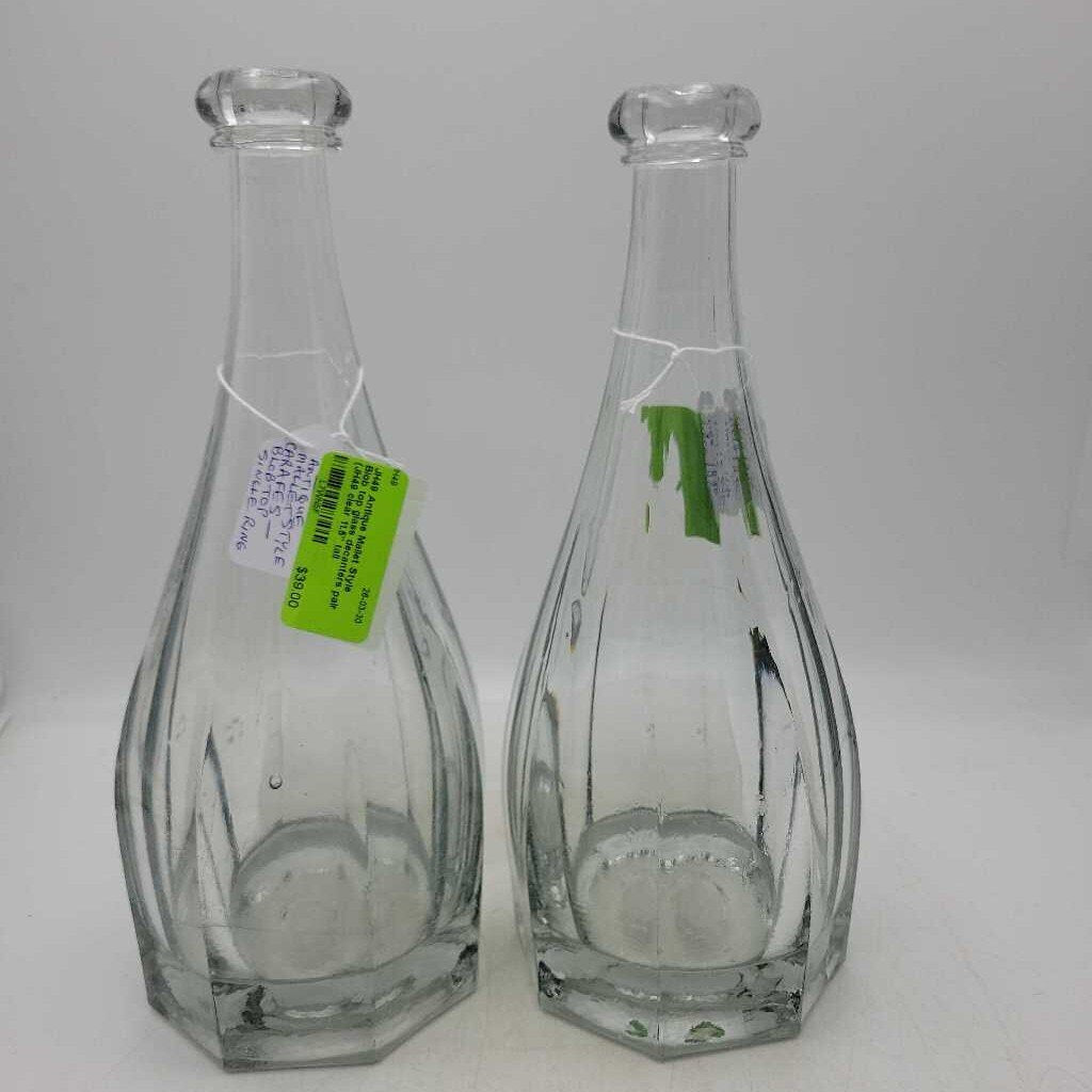 Antique Mallet Style Blob top glass decanters pair (JH49