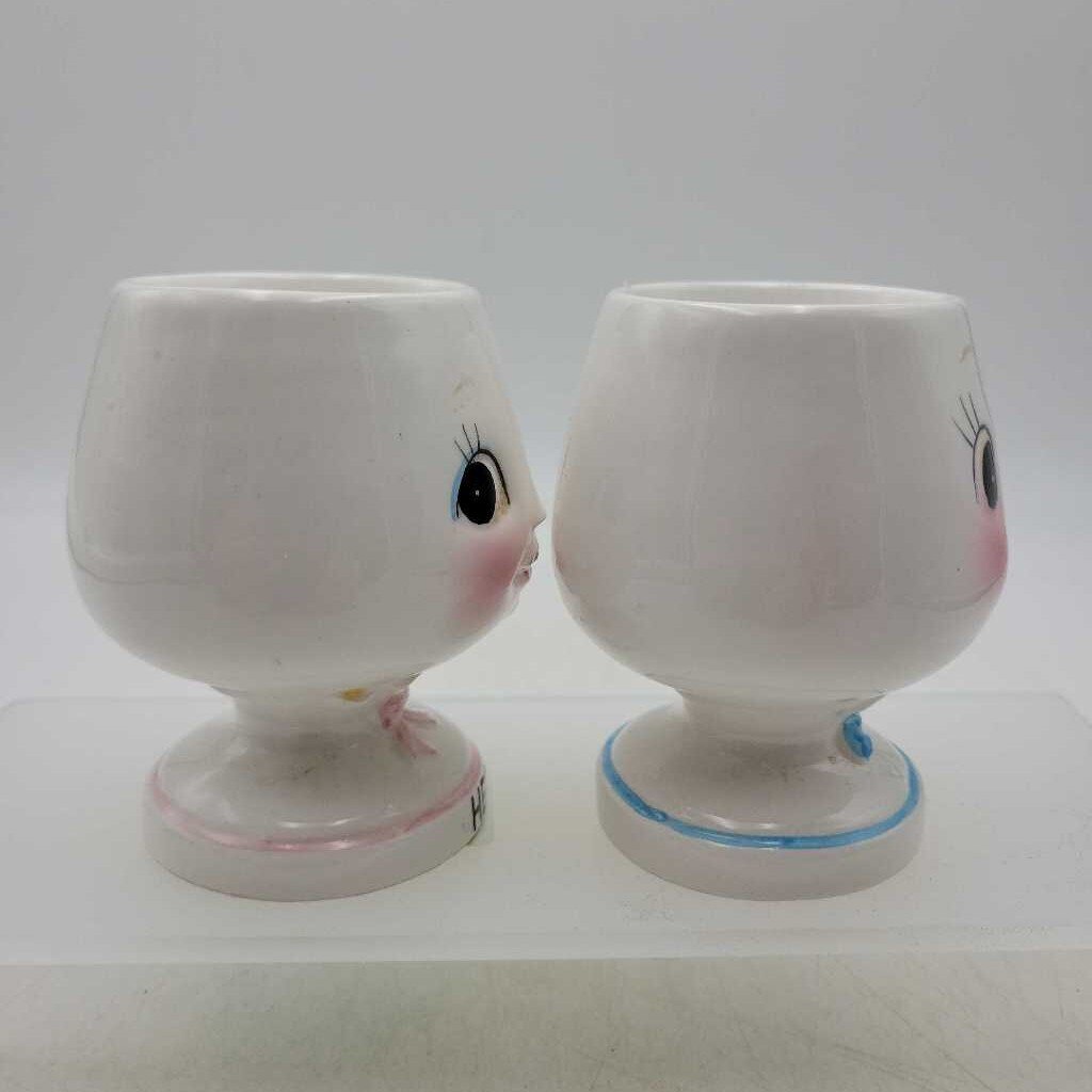 Vintage 1950's Enesco His Her Pair of Egg Cups (JH49)