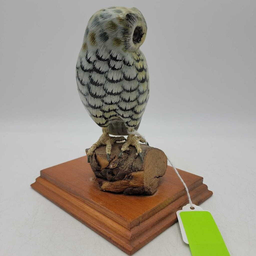 Hand carved Owl On Stand Signed Flamborough (BS)