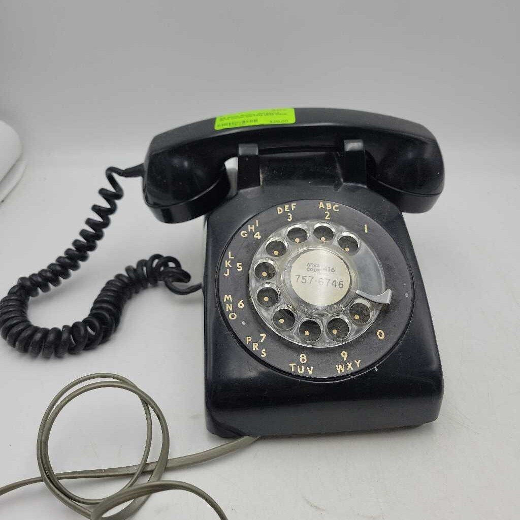 Black Rotary dial phone desk model working (BS)