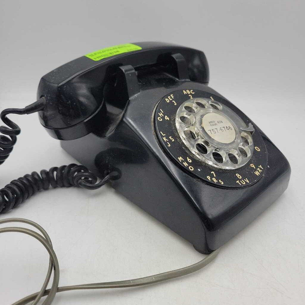 Black Rotary dial phone desk model working (BS)