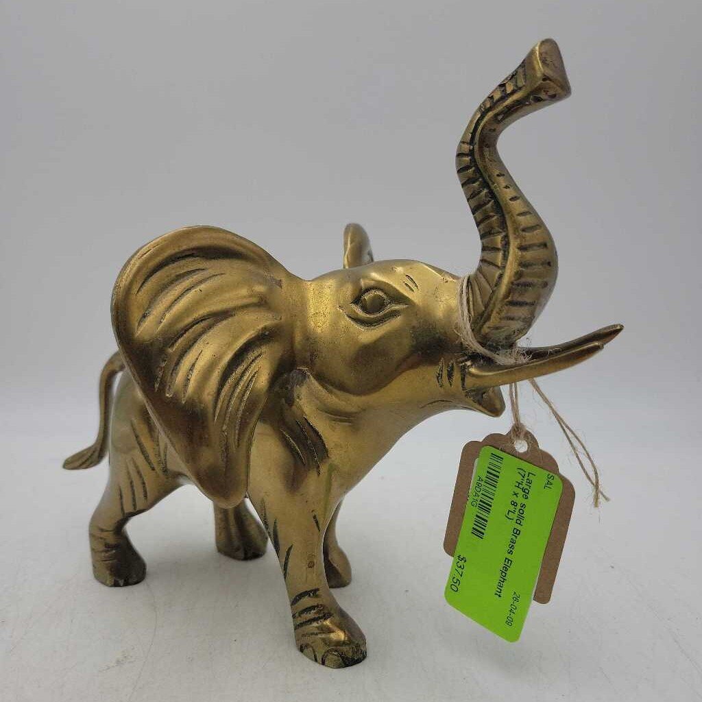 Large solid Brass Elephant (7"H x 8"L) (SAL)
