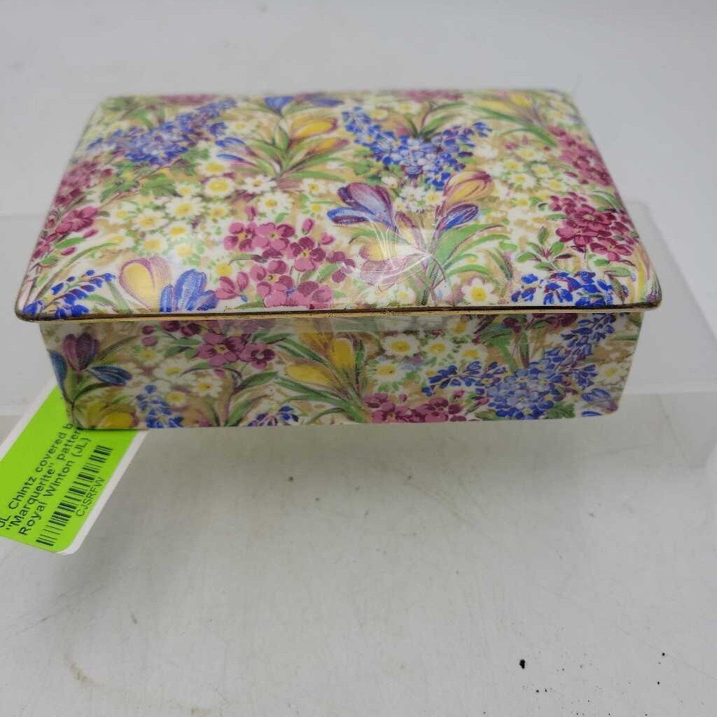Chintz covered box "Marquerite" pattern, 1930 Royal Winton (JL)