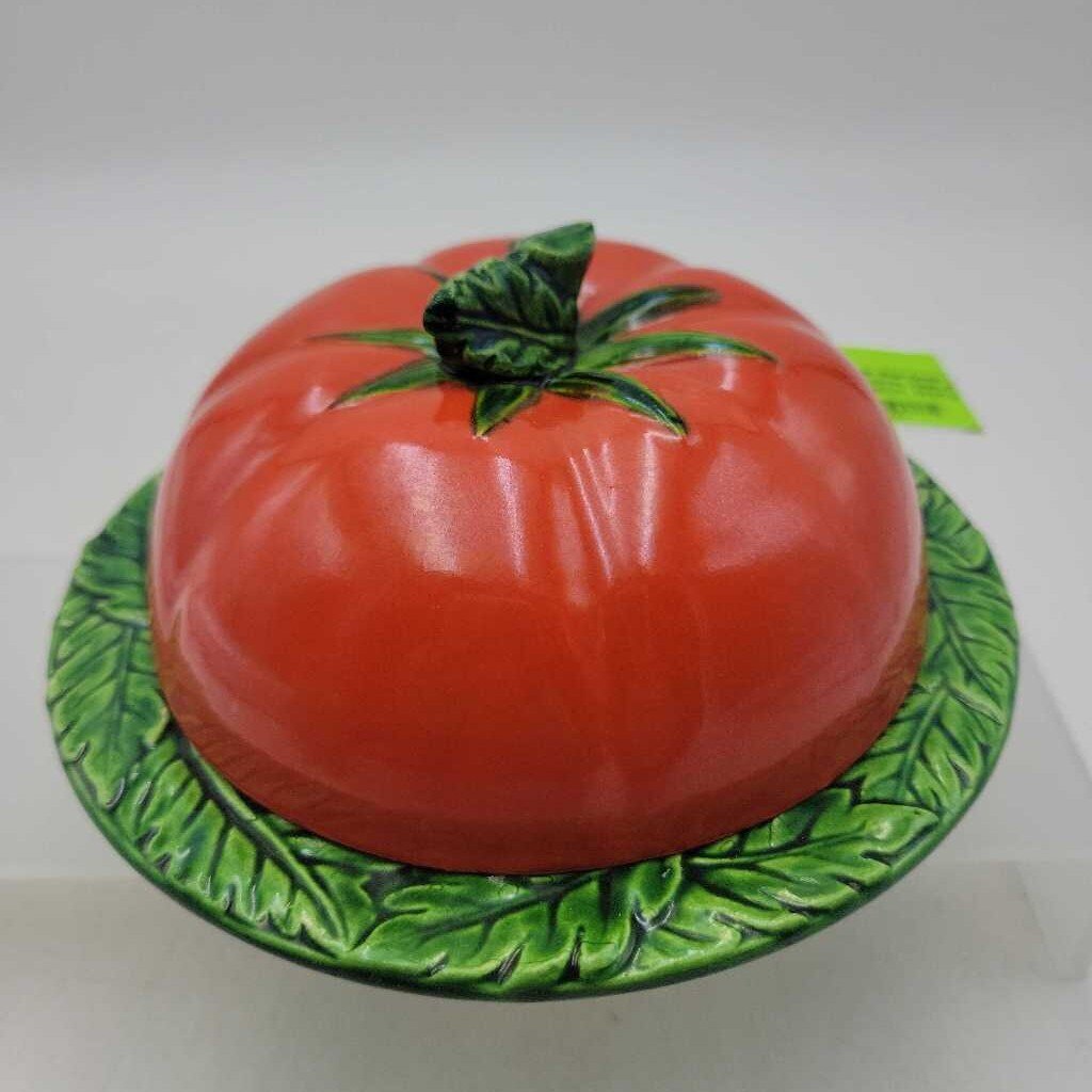 Vintage Maruhan Ware Tomato Butter Dish Pottery Made in Japan 1940's