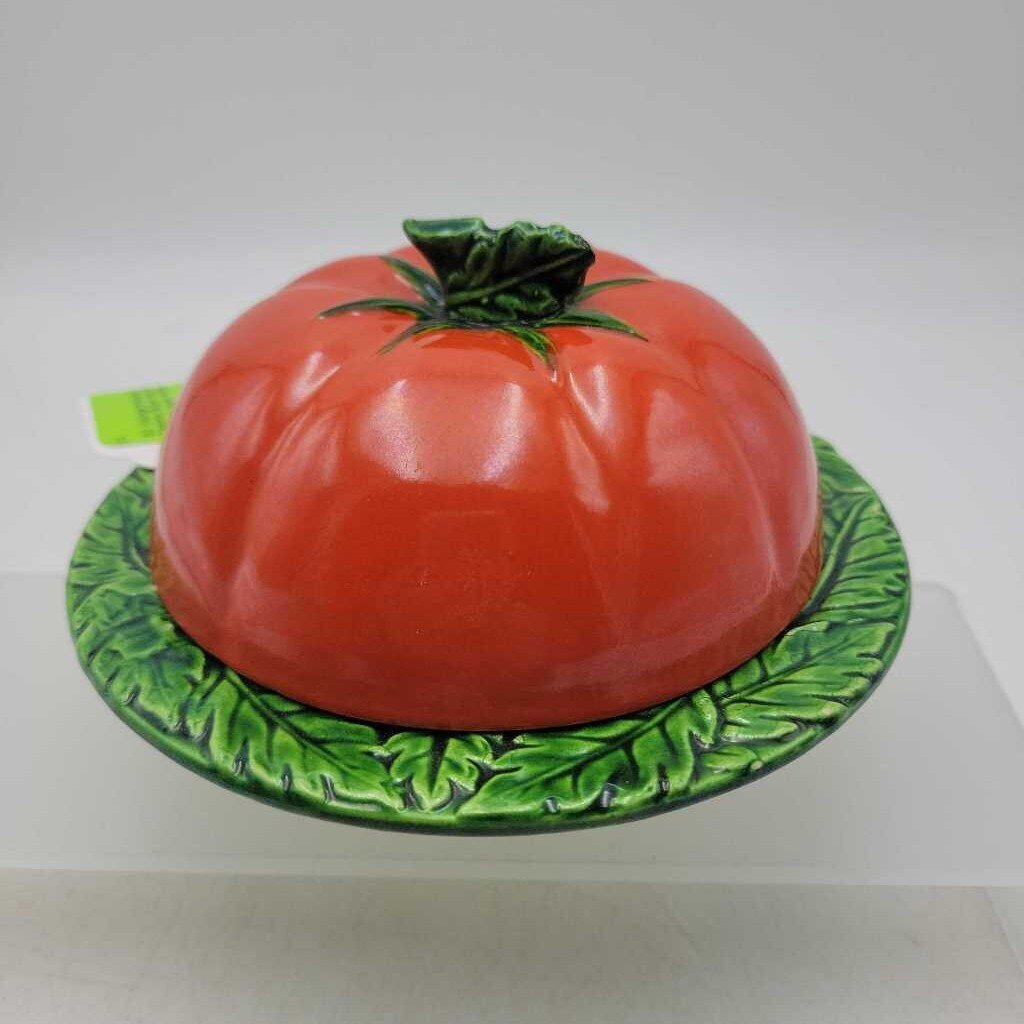 Vintage Maruhan Ware Tomato Butter Dish Pottery Made in Japan 1940's