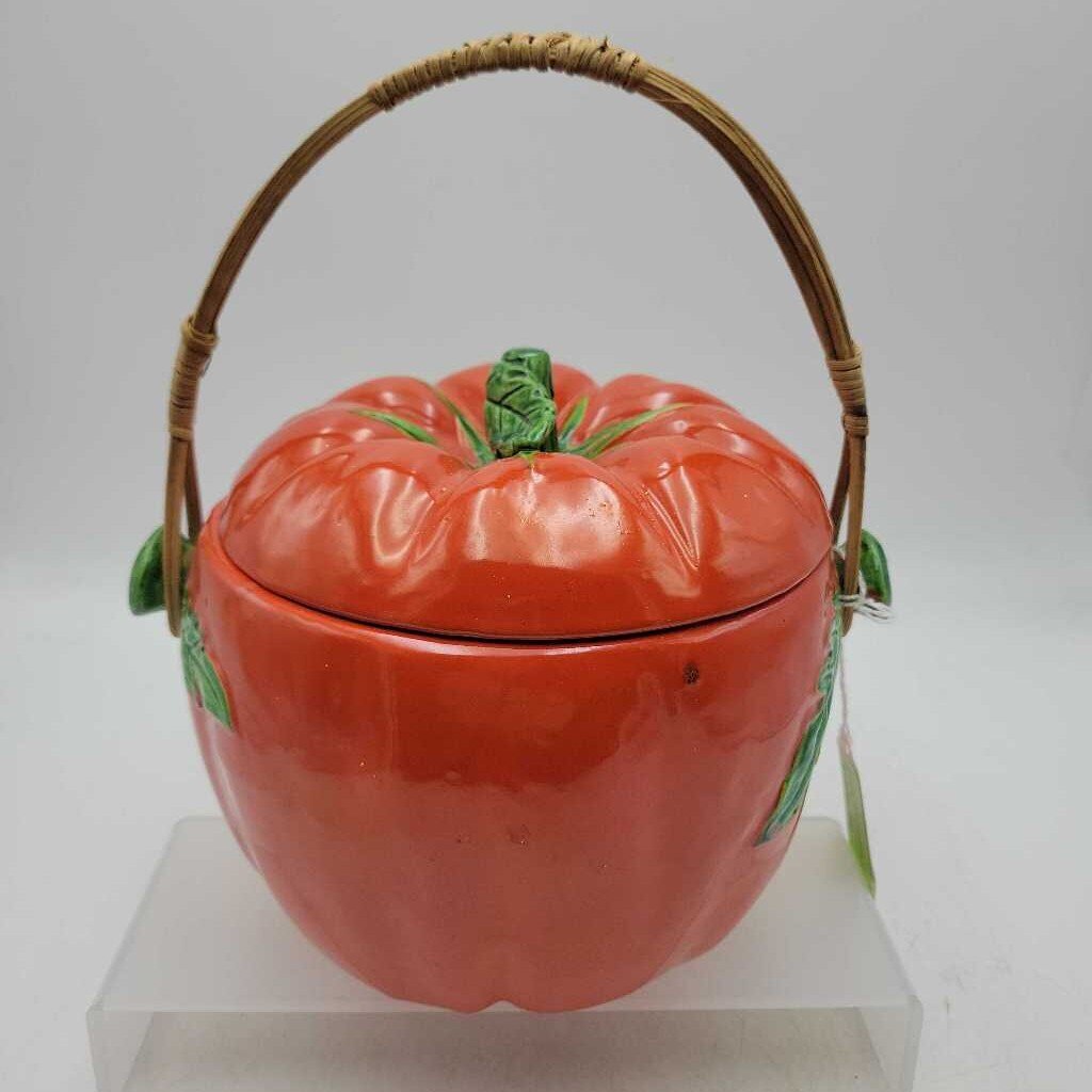 Vintage Maruhon Ware Tomato Shaped Cookie Jar (SJ)