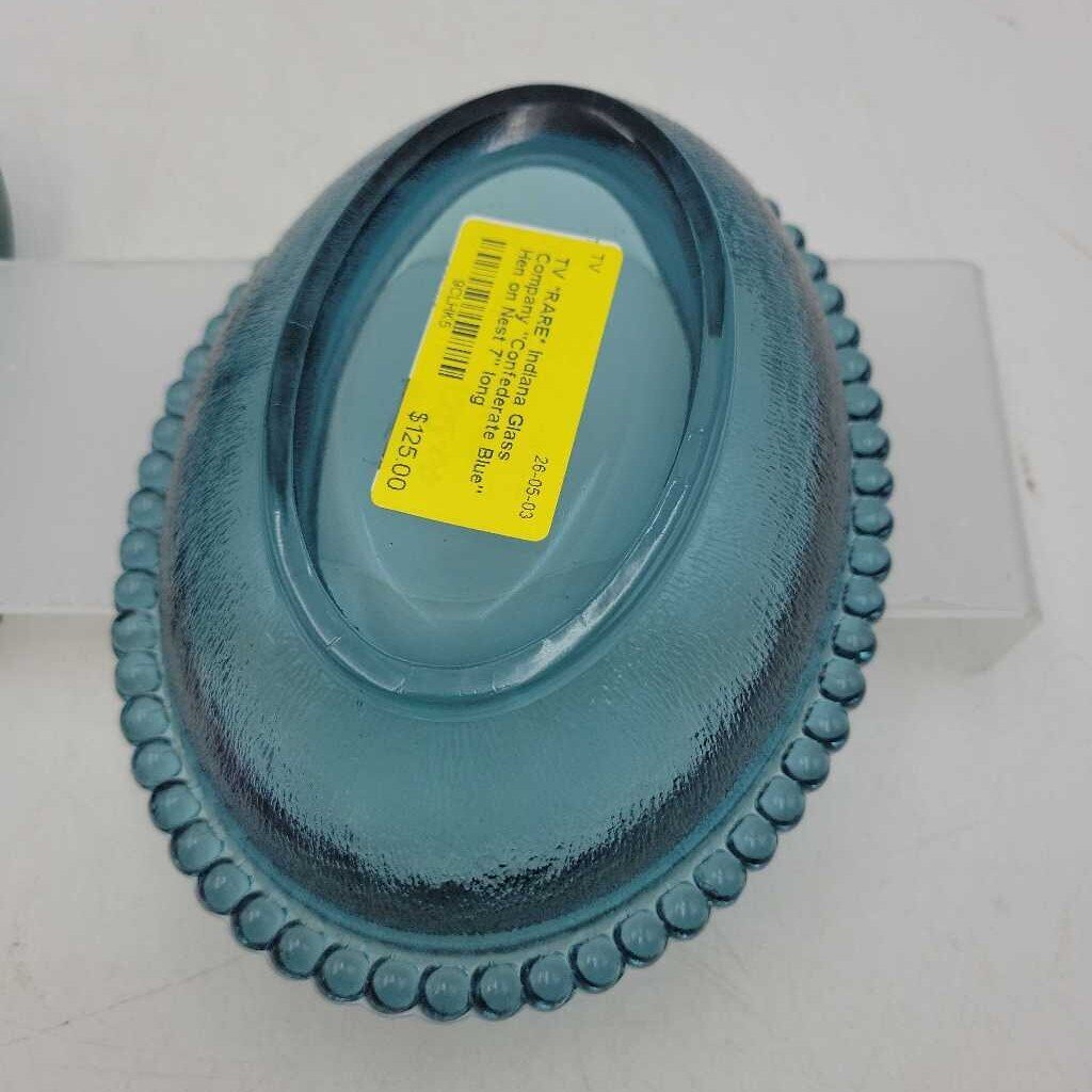 *RARE* Indiana Glass Company "Confederate Blue" Hen on Nest