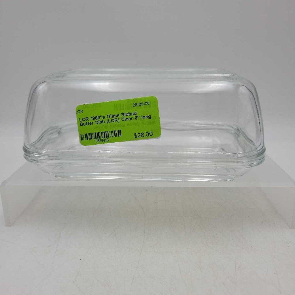 1960"s Glass Ribbed Butter Dish (LOR)
