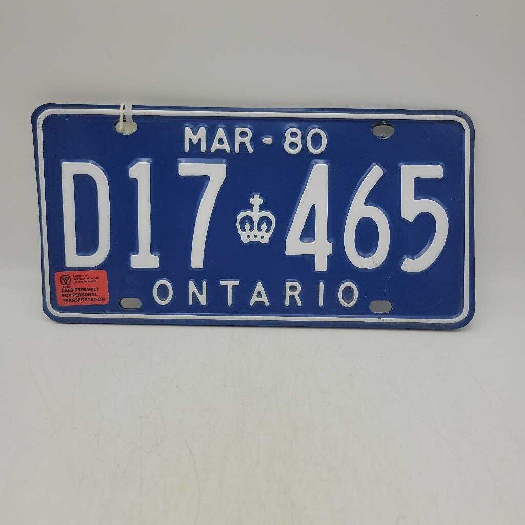 1980 Ontario license Plate Set great condition (JAS) D17 465