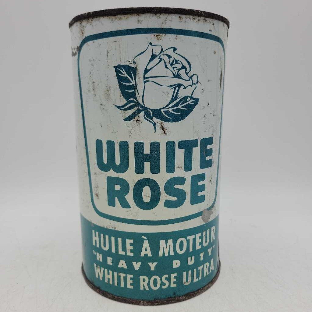 White Rose Motor oil tin full. (JEF)