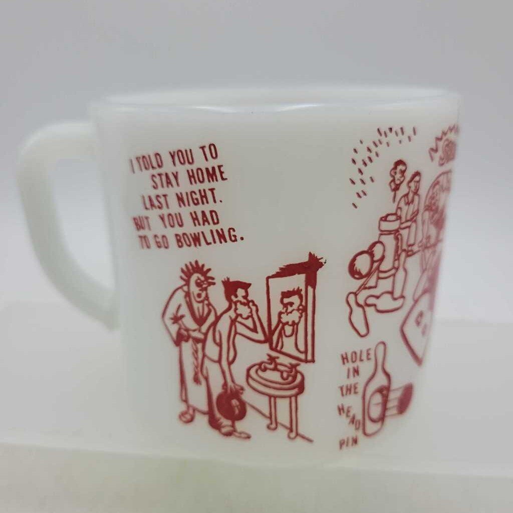 Anchor Hocking Mug Bowling theme (DEB)