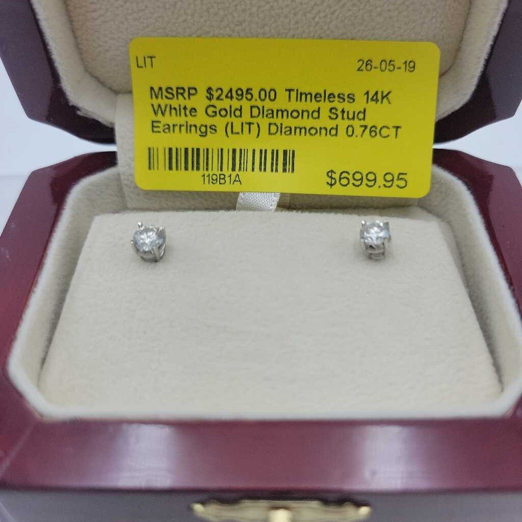 Timeless 14K White Gold Diamond Stud Earrings (LIT)