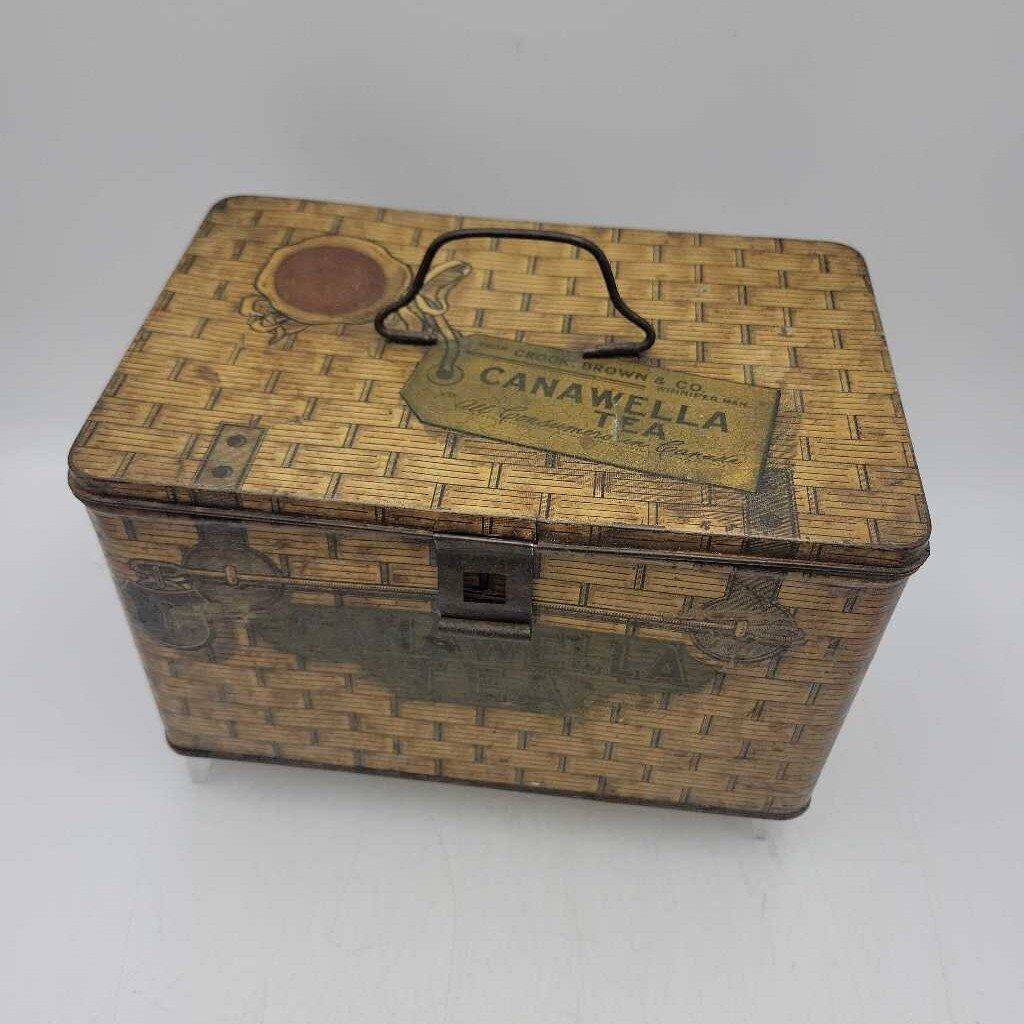 Canawella antique Tea Tin Crock and Brown Winnipeg Man. (DR)