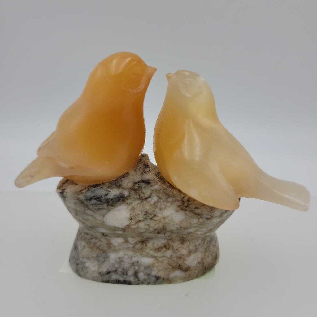 Vintage Russian USSR Love Birds Selenite Spar Gypsum (JAS)