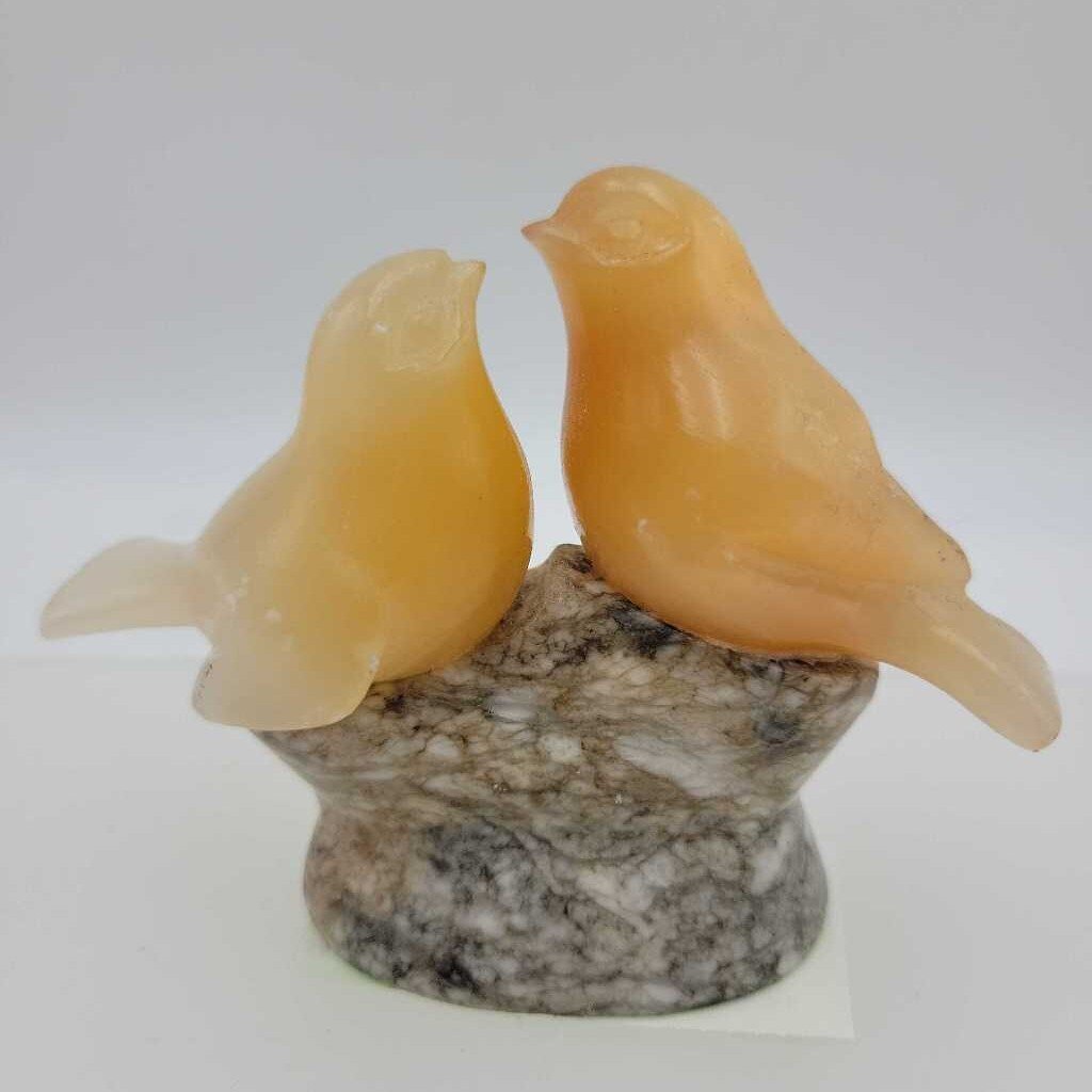Vintage Russian USSR Love Birds Selenite Spar Gypsum (JAS)